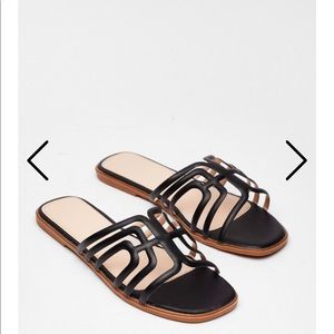 NEW Nasty Gal - A Fine Line Cut-Out Flat Sandals